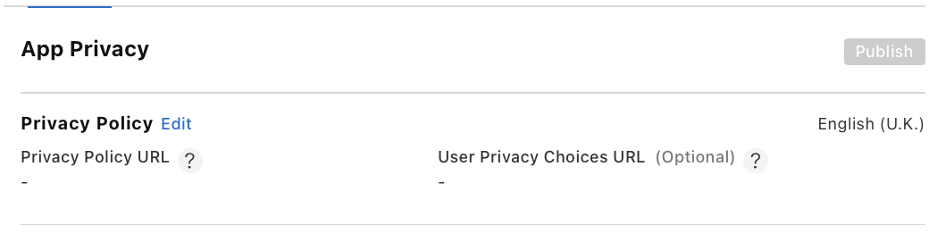 App Store Connect — App Privacy